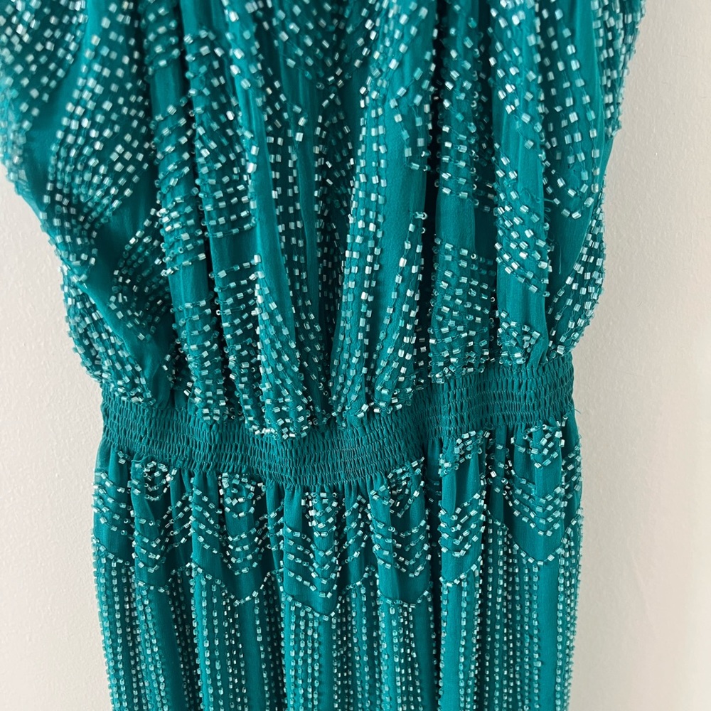 Parker Mini Dress Womens Small Teal Sequin Holiday Party Event Glam NYE - Picture 5 of 8